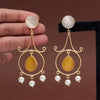 White & Yellow Color Amrapali Earrings (AMPE414WHTYLW)