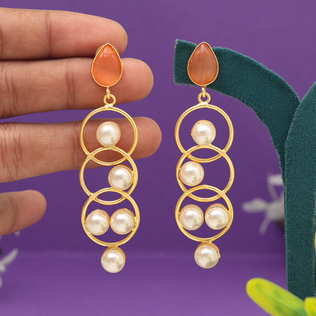 Orange Color Amrapali Earrings (AMPE434ORG)