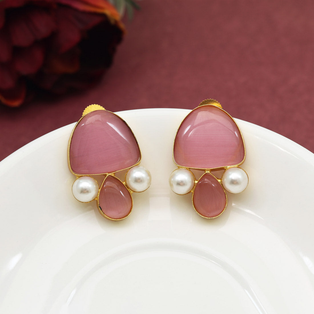Pink Color Amrapali Earrings (AMPE435PNK)