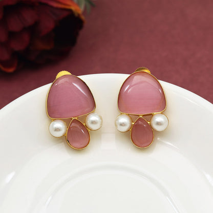 Pink Color Amrapali Earrings (AMPE435PNK)
