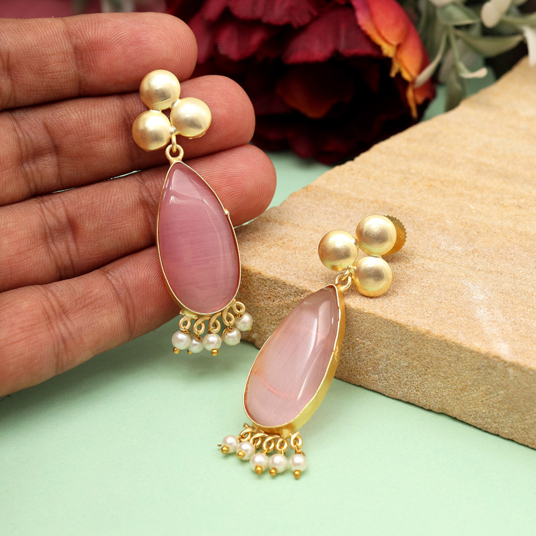 Pink Color Amrapali Earrings (AMPE436PNK)