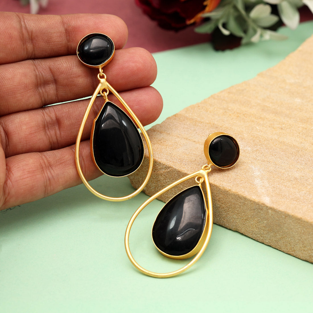 Black Color Amrapali Earrings (AMPE437BLK)