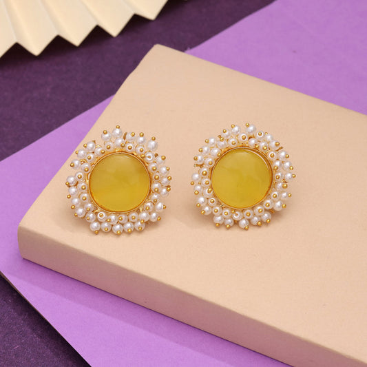 Lemon Yellow Color Amrapali Earrings