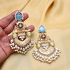 Sky Blue Color Handmade In Jaipur On Brass Metal With Natural Monalisa Stones & Kundan Amrapali Earrings (AMPE439SBLU)