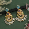 Sky Blue Color Handmade In Jaipur On Brass Metal With Natural Monalisa Stones & Kundan Amrapali Earrings (AMPE439SBLU)