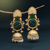 Green Color Handmade In Jaipur On Brass Metal With Natural Carving & Monalisa Stones Amrapali Earrings (AMPE440GRN)