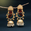 Maroon Color Handmade In Jaipur On Brass Metal With Natural Carving & Monalisa Stones Amrapali Earrings (AMPE440MRN)