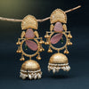 Pink Color Handmade In Jaipur On Brass Metal With Natural Carving & Monalisa Stones Amrapali Earrings (AMPE440PNK)