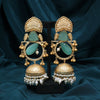 Rama Green Color Handmade In Jaipur On Brass Metal With Natural Carving & Monalisa Stones Amrapali Earrings (AMPE440RGRN)