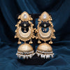 Black Color Handmade In Jaipur On Brass Metal With Moissanite Kundan Amrapali Earrings (AMPE441BLK)