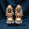 Gold Color Handmade In Jaipur On Brass Metal With Carving Stone Amrapali Earrings (AMPE441GLD)