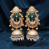 Green Color Handmade In Jaipur On Brass Metal With Carving Stone Amrapali Earrings (AMPE441GRN)