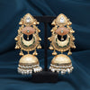 Peach Color Handmade In Jaipur On Brass Metal With Carving Stone Amrapali Earrings (AMPE441PCH)