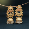 Peach Color Handmade In Jaipur On Brass Metal With Carving Stone Amrapali Earrings (AMPE441PCH)