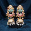 Sky Blue Color Handmade In Jaipur On Brass Metal With Carving Stone Amrapali Earrings (AMPE441SBLU)