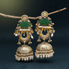 Green Color Handmade In Jaipur On Brass Metal With Carving Stone Amrapali Earrings (AMPE445GRN)