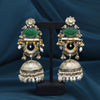 Green Color Handmade In Jaipur On Brass Metal With Carving Stone Amrapali Earrings (AMPE445GRN)