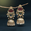 Magenta Color Handmade In Jaipur On Brass Metal With Carving Stone Amrapali Earrings (AMPE445MNT)