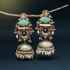 Pista Green Color Handmade In Jaipur On Brass Metal With Carving Stone Amrapali Earrings (AMPE445PGRN)