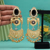 Black Color Premium Monalisa Stone Brass Earrings of Jaipur (AMPE448BLK)