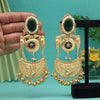 Green Color Premium Monalisa Stone Brass Earrings of Jaipur (AMPE448GRN)