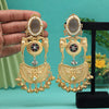 Grey Color Premium Monalisa Stone Brass Earrings of Jaipur (AMPE448GRY)