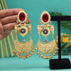 Maroon Color Premium Monalisa Stone Brass Earrings of Jaipur (AMPE448MRN)