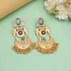 Pista Green Color Premium Monalisa Stone Brass Earrings of Jaipur (AMPE448PGRN)