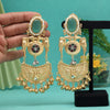 Pista Green Color Premium Monalisa Stone Brass Earrings of Jaipur (AMPE448PGRN)