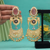 Pink Color Premium Monalisa Stone Brass Earrings of Jaipur (AMPE448PNK)