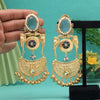 Sky Blue Color Premium Monalisa Stone Brass Earrings of Jaipur (AMPE448SBLU)