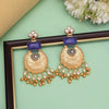 Blue Color Handmade Brass Earrings Premium Jaipur Jewellery (AMPE449BLU)