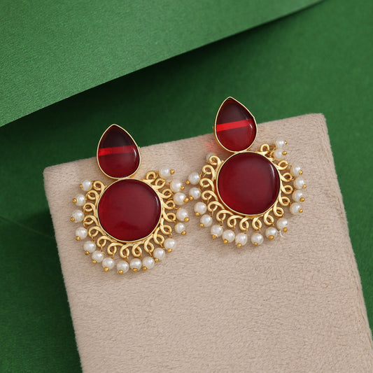 Maroon Color Amrapali Earrings
