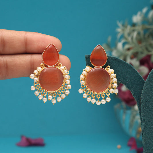 Orange Color Amrapali Earrings