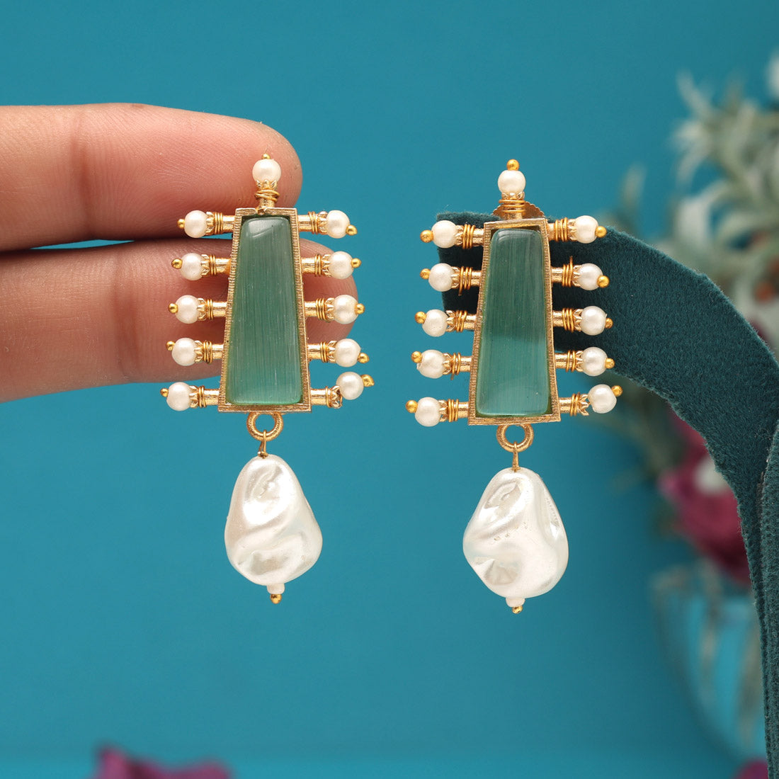 Pista Green Color Amrapali Earrings