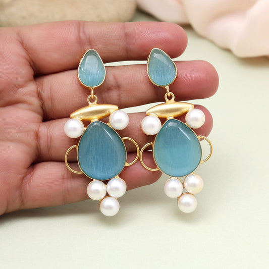 Breezy Sky Blue Color Amrapali Earrings