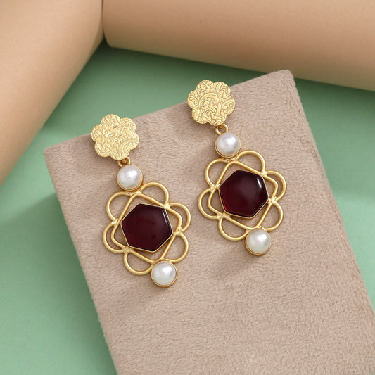 Maroon Color Amrapali Earrings