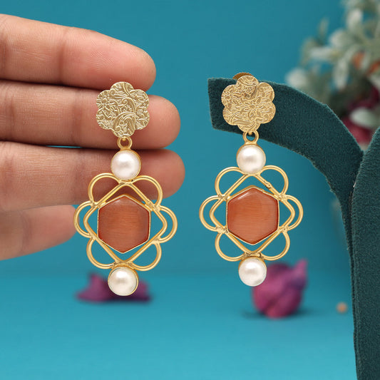 Orange Color Amrapali Earrings