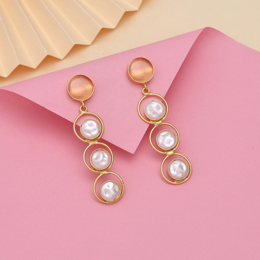 Peach Color Amrapali Earrings