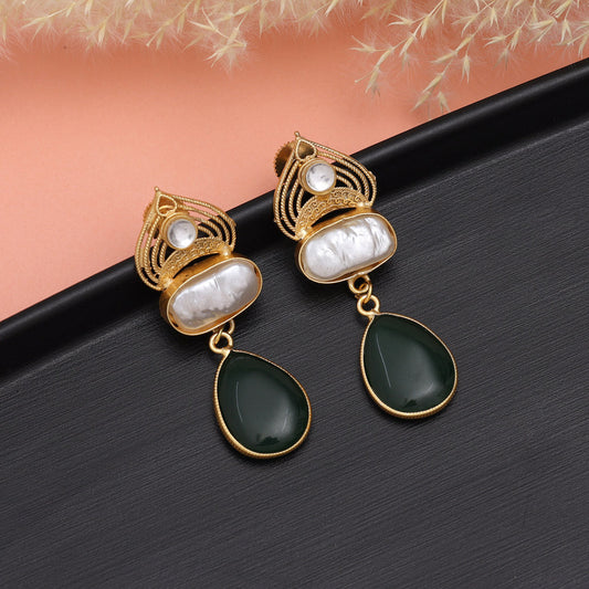 Green Color Amrapali Earrings
