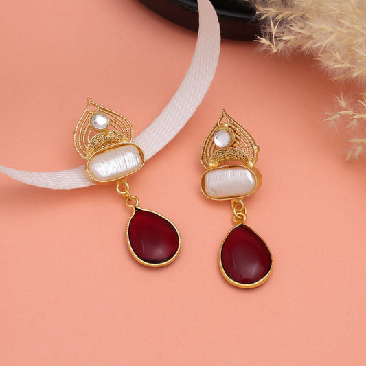 Maroon Color Amrapali Earrings
