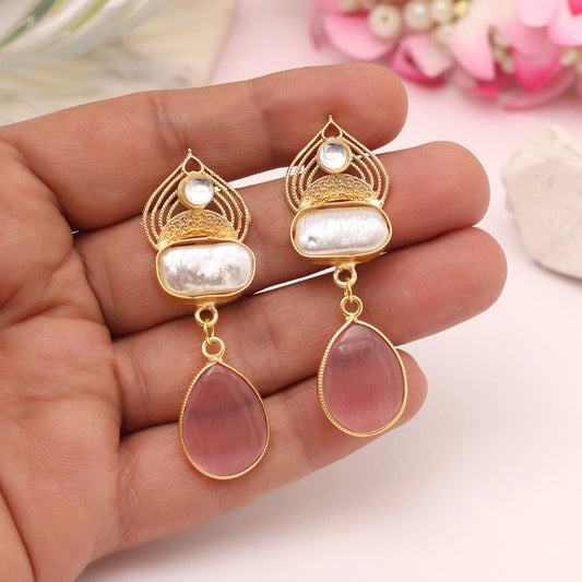 Pink Color Amrapali Earrings