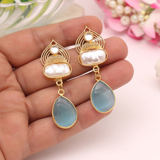 Sky Blue Color Amrapali Earrings
