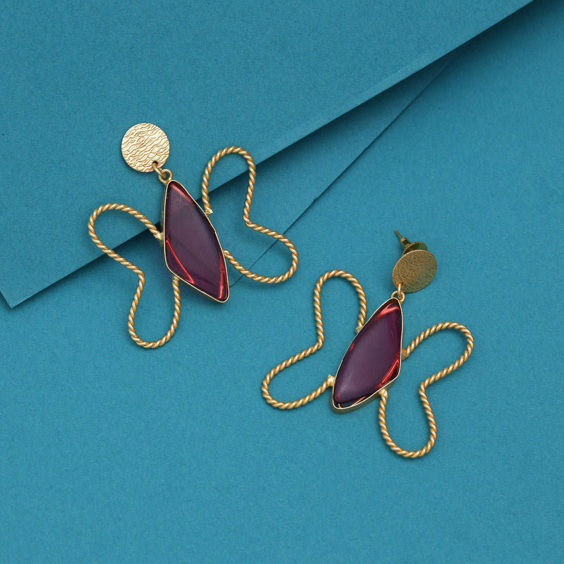 Magenta Color Butterfly Design Amrapali Earrings