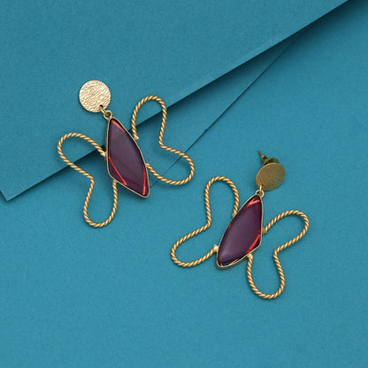 Magenta Color Butterfly Design Amrapali Earrings