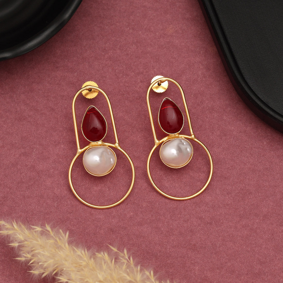 Maroon Color Amrapali Earrings