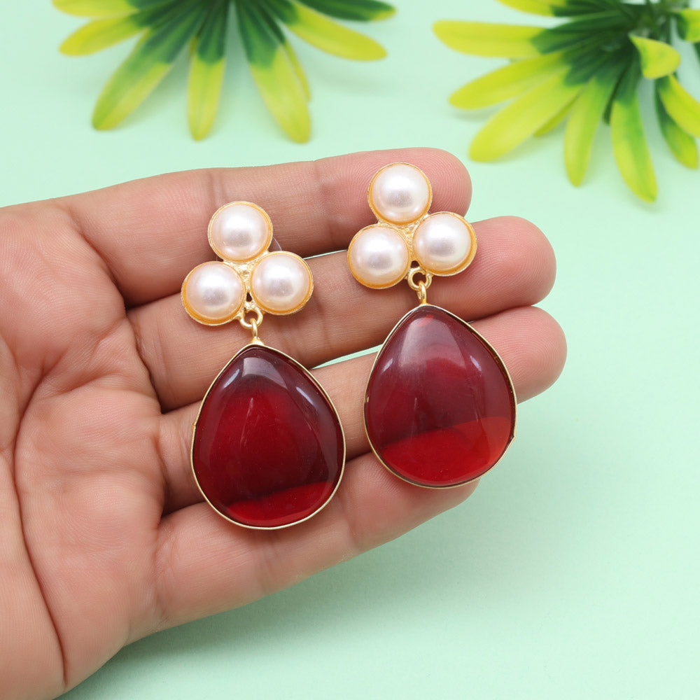 Deep Maroon Color Amrapali Earrings
