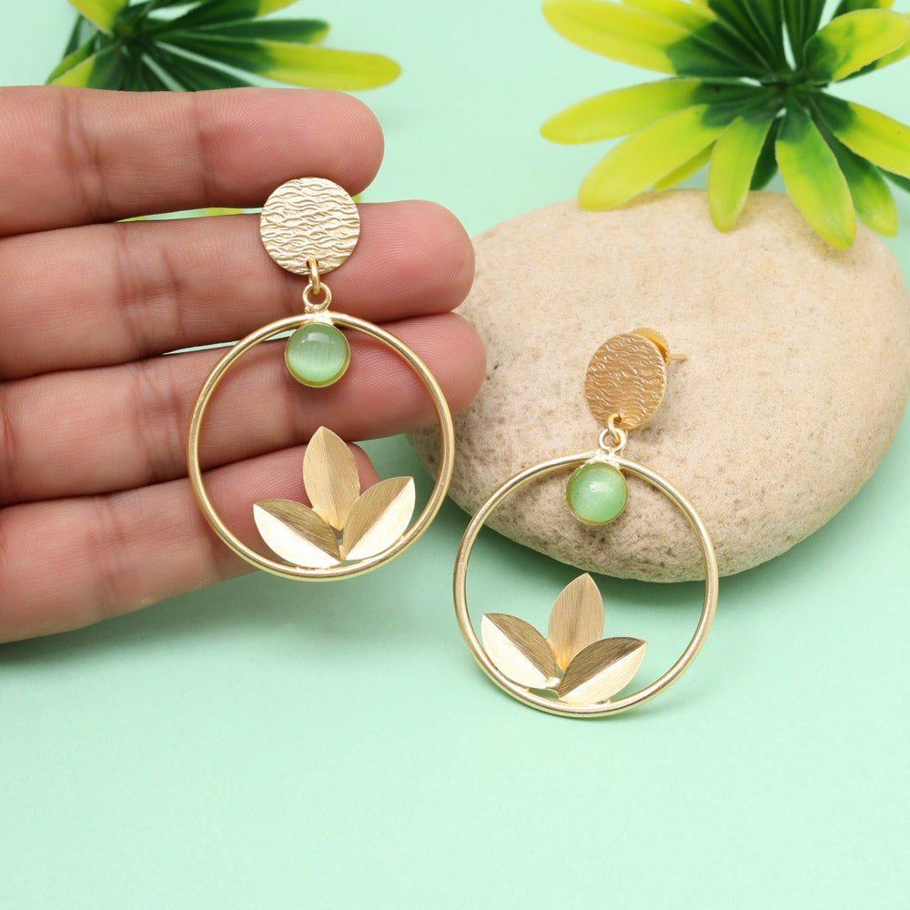 Light Leaf Green Color Amrapali Earrings