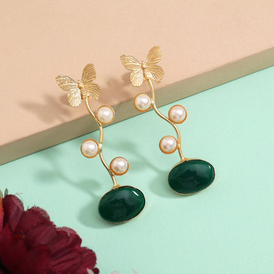 Leafy Green Color Amrapali Earrings