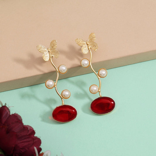 Elegant Maroon Color Amrapali Earrings